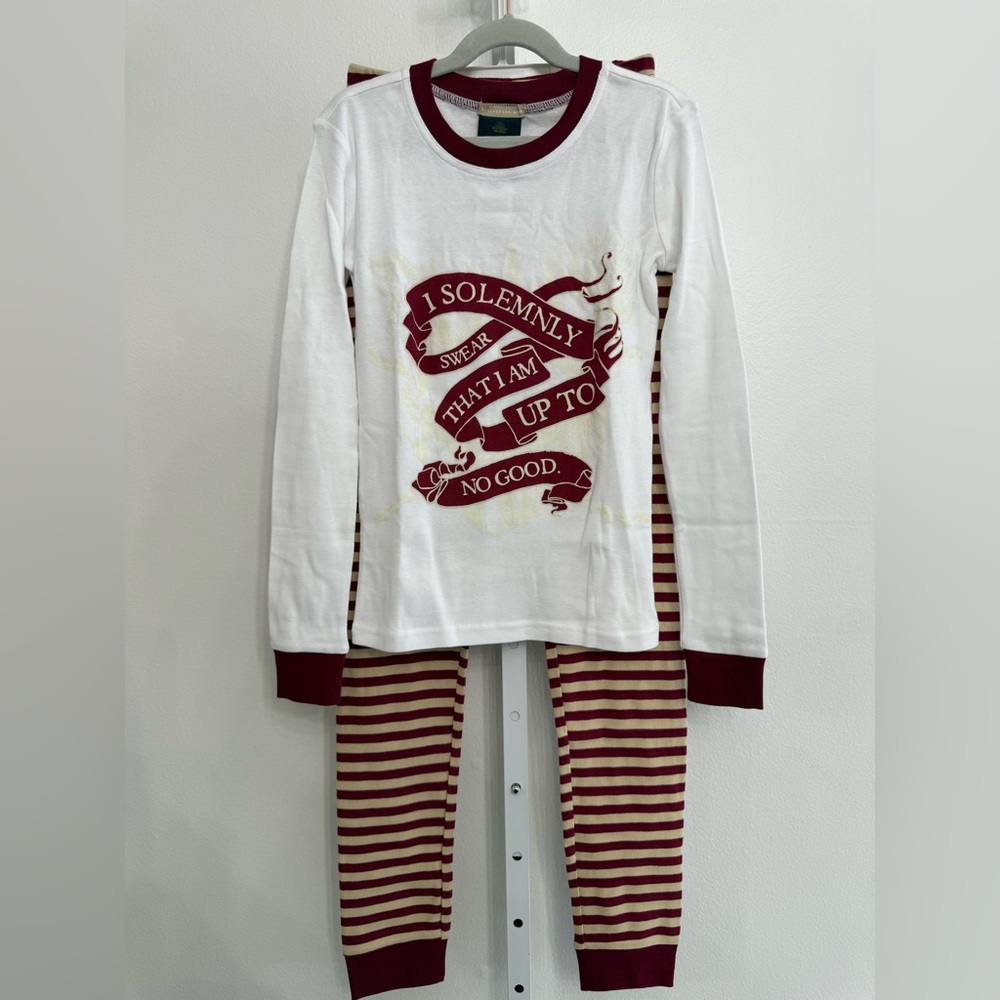 Pottery Barn Teen Harry Potter Glow in the Dark White and Maroon Kids Pajama Set